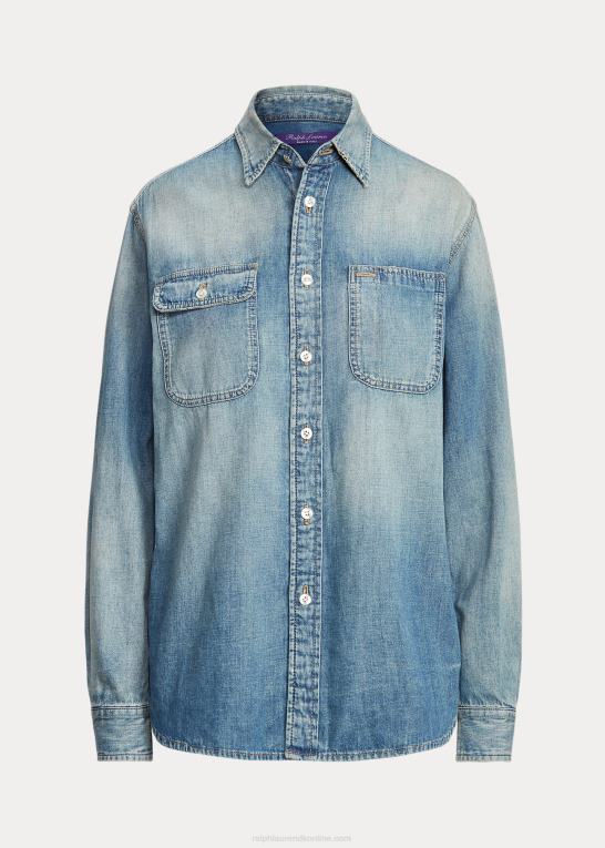 let indigo Kvinder Ralph Lauren tamia denimskjorte i bomuld-hør Z426B3467