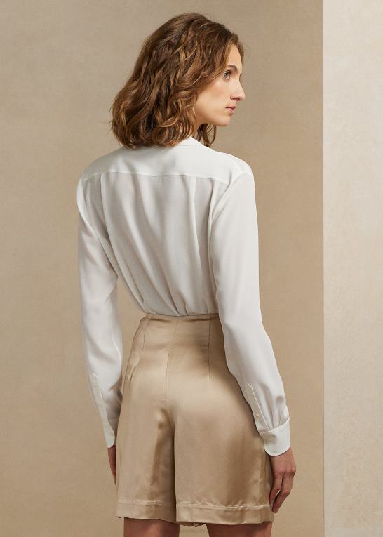 lux creme Kvinder Ralph Lauren darien crepe de chine skjorte Z426B9268