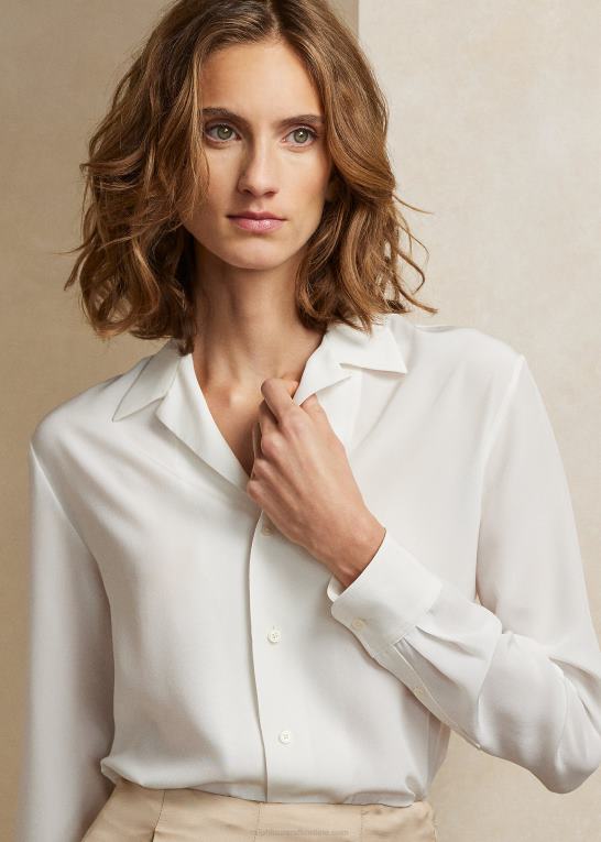lux creme Kvinder Ralph Lauren darien crepe de chine skjorte Z426B9268