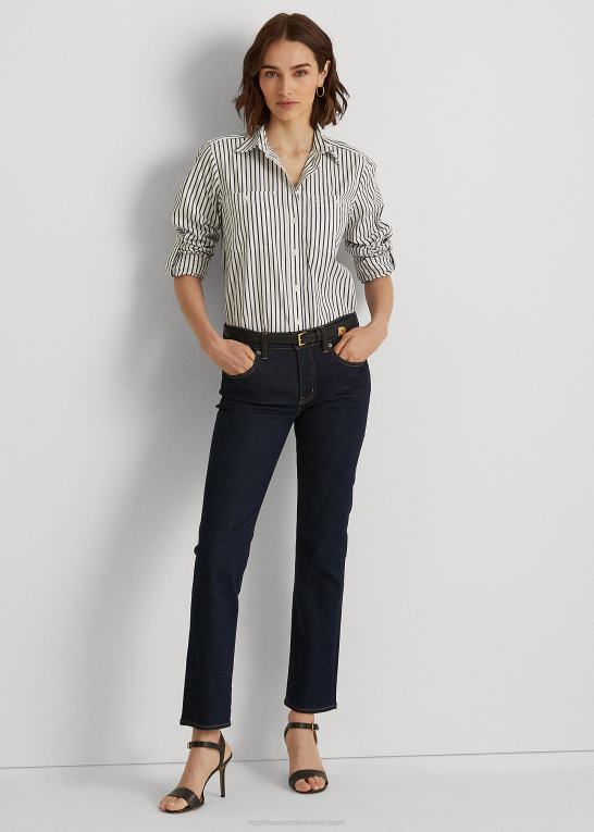 lyseblå Kvinder Ralph Lauren stribet bomuldsskjorte Z426B4185
