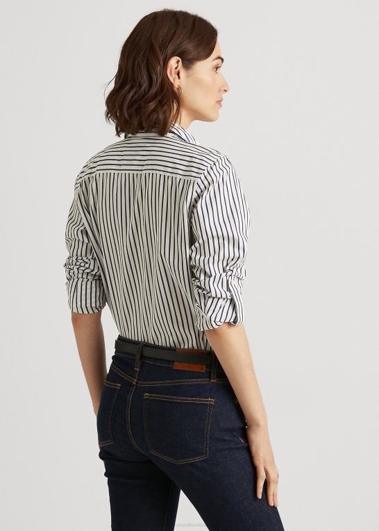 lyseblå Kvinder Ralph Lauren stribet bomuldsskjorte Z426B4185