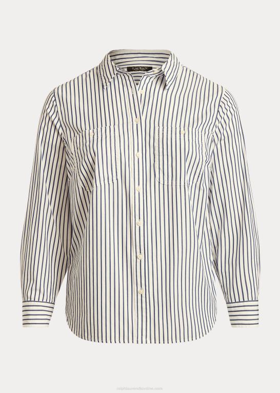 lyseblå Kvinder Ralph Lauren stribet bomuldsskjorte Z426B4727