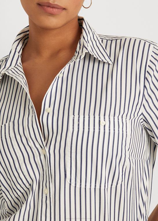 lyseblå Kvinder Ralph Lauren stribet bomuldsskjorte Z426B4727