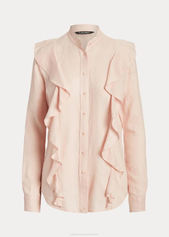 lyserød Kvinder Ralph Lauren hør-skjorte med flæser Z426B4414