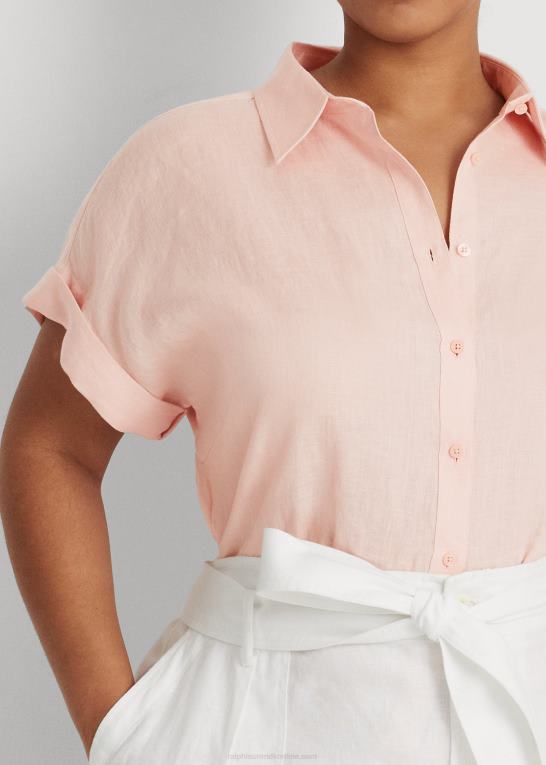 lyserød Kvinder Ralph Lauren linned dolman-ærmet skjorte Z426B4501