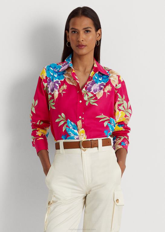 lyserød multi Kvinder Ralph Lauren blomstret voileskjorte i bomuld Z426B3844