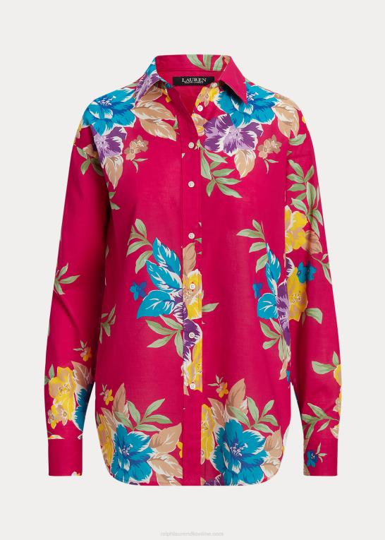 lyserød multi Kvinder Ralph Lauren blomstret voileskjorte i bomuld Z426B3844