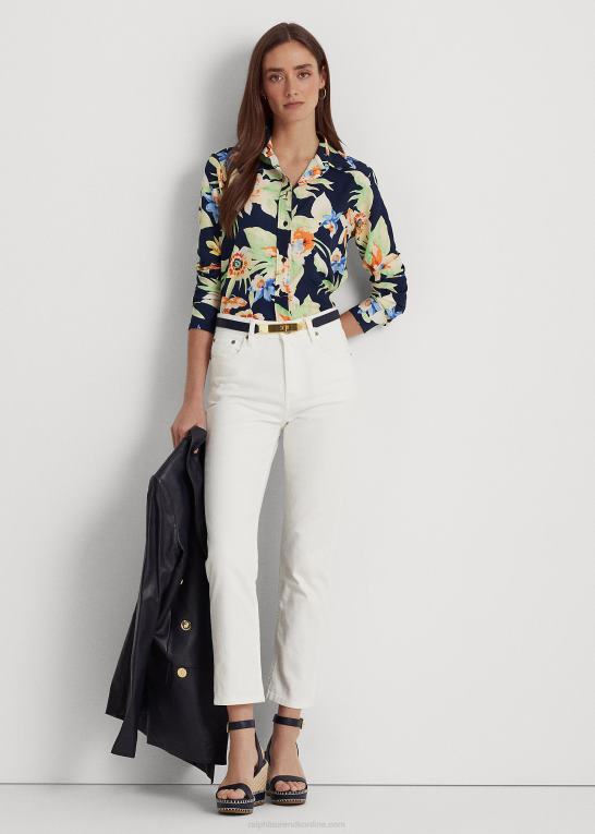 marineblå multi Kvinder Ralph Lauren blomstret crepe skjorte Z426B4863
