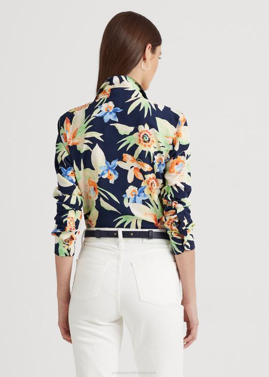 marineblå multi Kvinder Ralph Lauren blomstret crepe skjorte Z426B4863