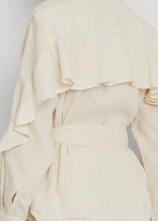 mascarpone creme Kvinder Ralph Lauren linned skjorte med flæsekant Z426B4410