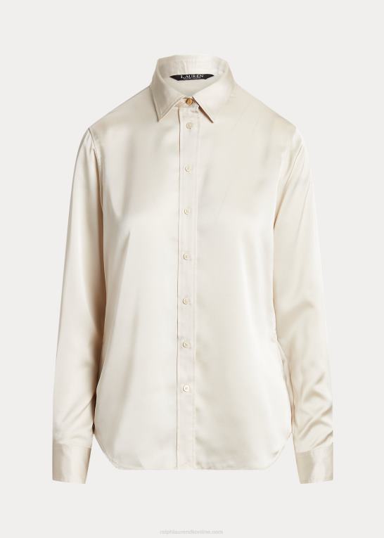 mascarpone creme Kvinder Ralph Lauren satin charmeuse skjorte Z426B3980