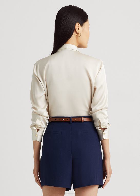 mascarpone creme Kvinder Ralph Lauren satin charmeuse skjorte Z426B3980