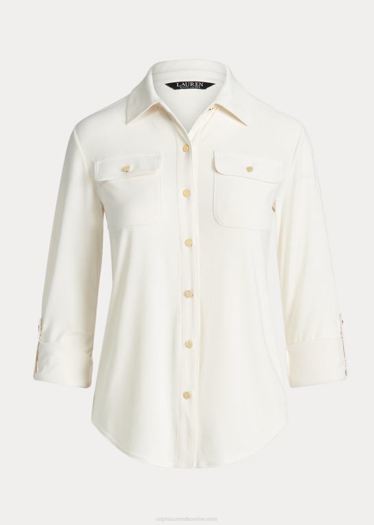 mascarpone creme Kvinder Ralph Lauren skjorte med rulle-faner Z426B9152