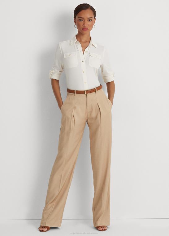 mascarpone creme Kvinder Ralph Lauren skjorte med rulle-faner Z426B9152