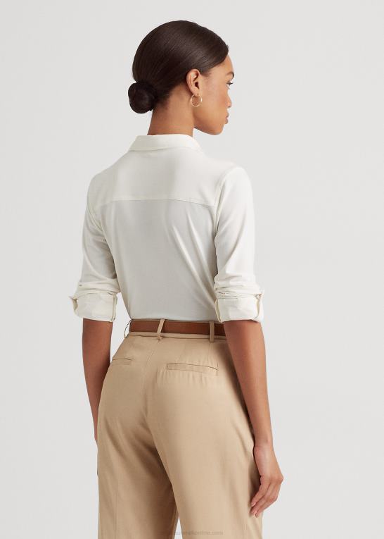 mascarpone creme Kvinder Ralph Lauren skjorte med rulle-faner Z426B9152