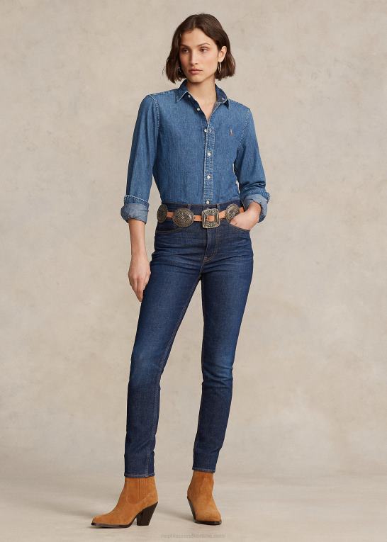 merced vask Kvinder Ralph Lauren lige fit denimskjorte Z426B3161