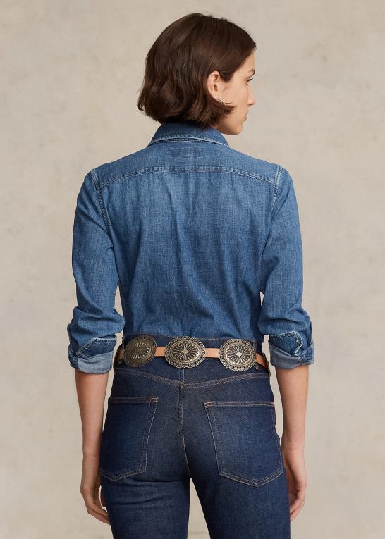 merced vask Kvinder Ralph Lauren lige fit denimskjorte Z426B3161