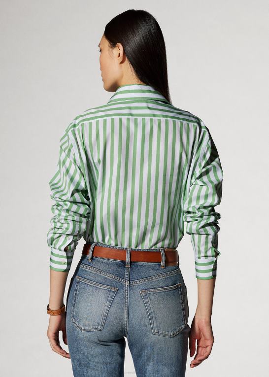 mint/hvid Kvinder Ralph Lauren stribet bomuldsskjorte Z426B9341