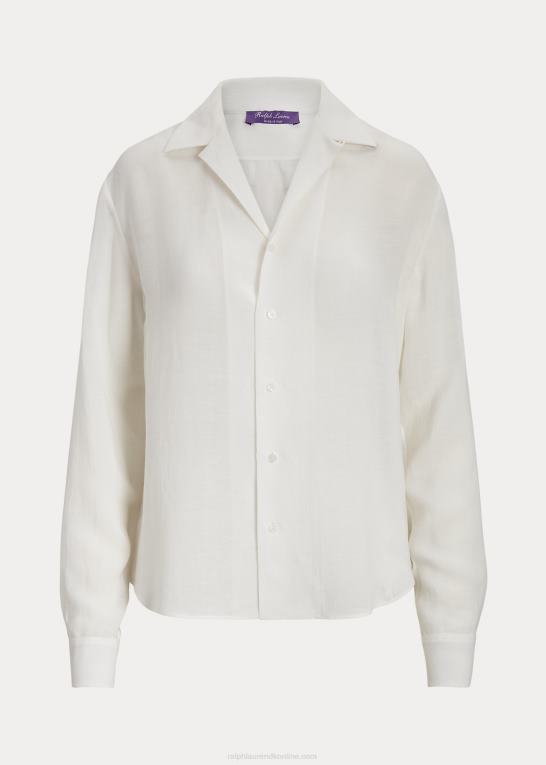 off white Kvinder Ralph Lauren darien linned voile skjorte Z426B3468