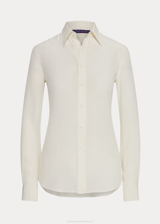 off white Kvinder Ralph Lauren hailey mulberry silke crepe skjorte Z426B3440