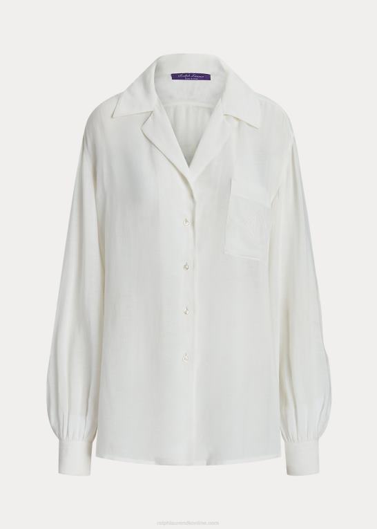 off white Kvinder Ralph Lauren roslin linned voile skjorte Z426B3551