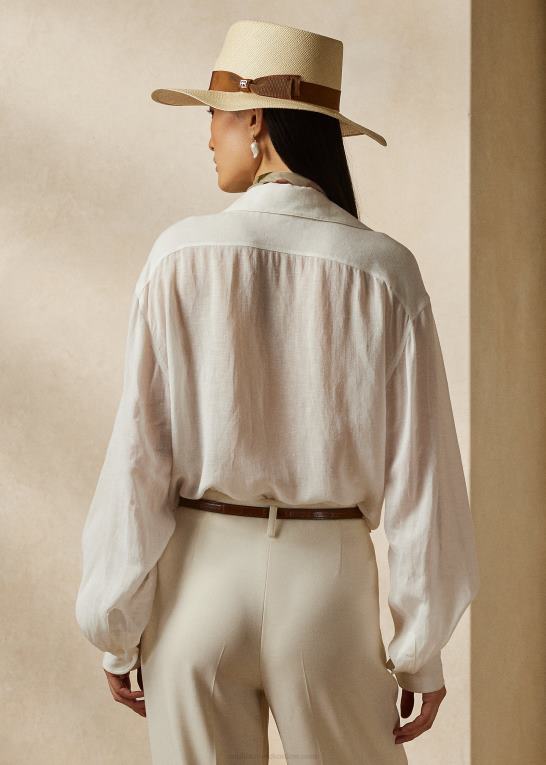 off white Kvinder Ralph Lauren roslin linned voile skjorte Z426B3551