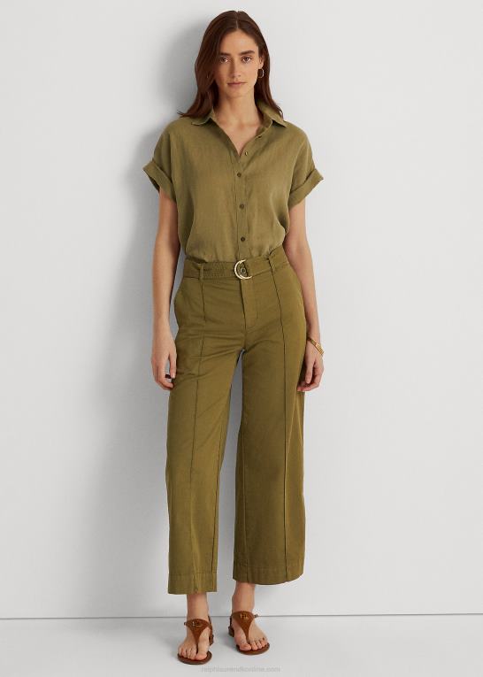 oliven bregne Kvinder Ralph Lauren linned dolman-ærmet skjorte Z426B3782