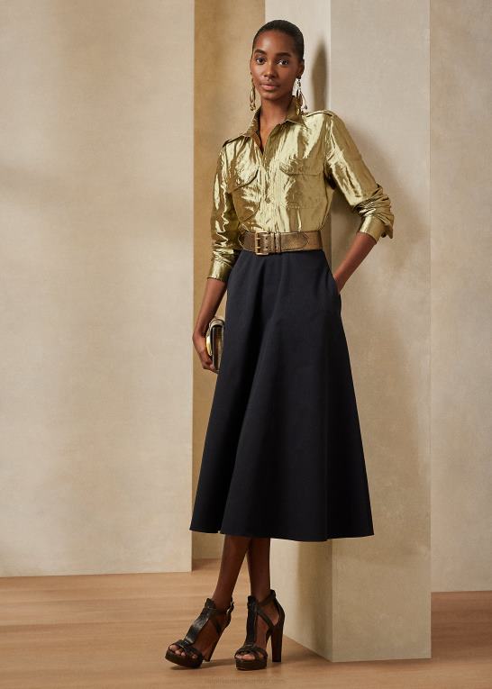 platin Kvinder Ralph Lauren metallisk organza-brugsskjorte Z426B3604