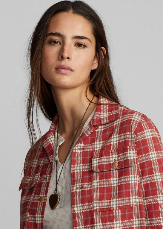 rød multi Kvinder Ralph Lauren lejrtrøje i jersey med plaidprint Z426B3649