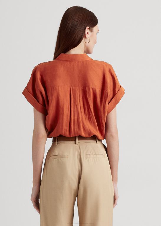 rød solsten Kvinder Ralph Lauren linned dolman-ærmet skjorte Z426B3780