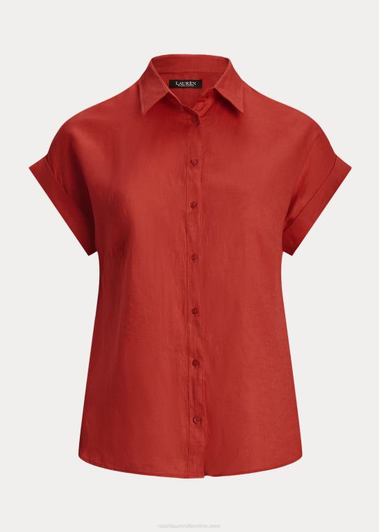 rød solsten Kvinder Ralph Lauren linned dolman-ærmet skjorte Z426B4500