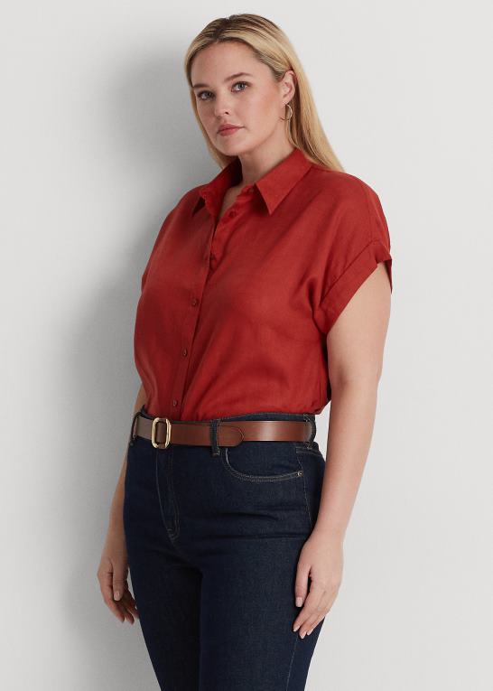 rød solsten Kvinder Ralph Lauren linned dolman-ærmet skjorte Z426B4500