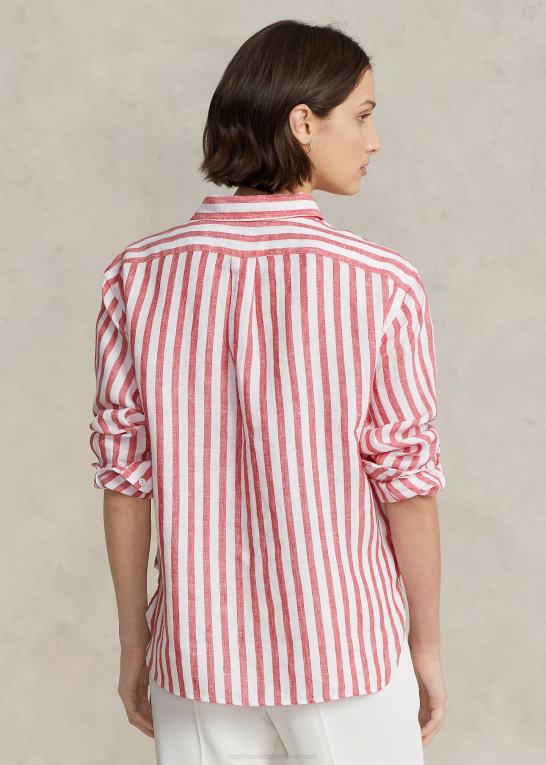 rød stribe Kvinder Ralph Lauren oversize stribet hørskjorte Z426B3032
