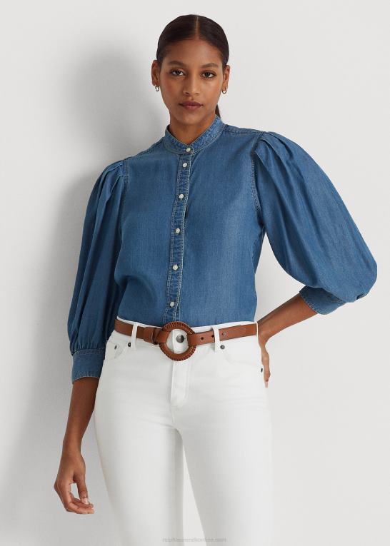 salt creek vask Kvinder Ralph Lauren chambray skjorte med blousonærmer Z426B4026