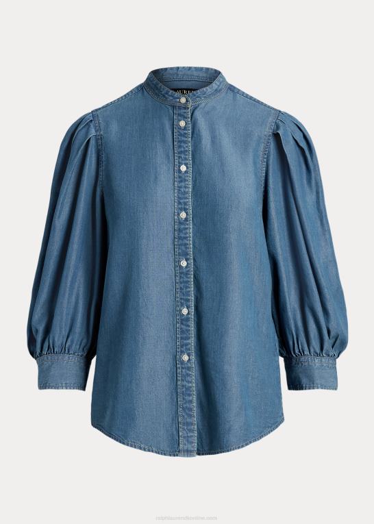 salt creek vask Kvinder Ralph Lauren chambray skjorte med blousonærmer Z426B4026