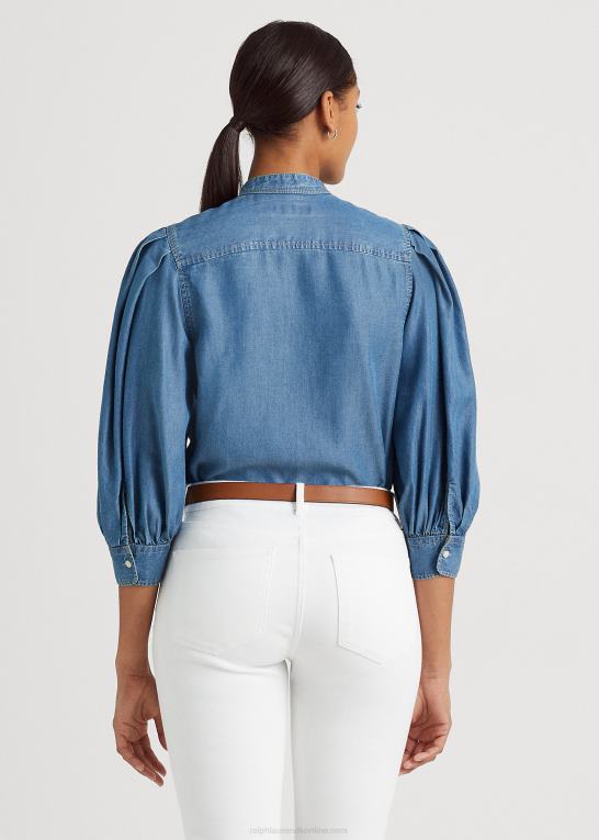 salt creek vask Kvinder Ralph Lauren chambray skjorte med blousonærmer Z426B4026