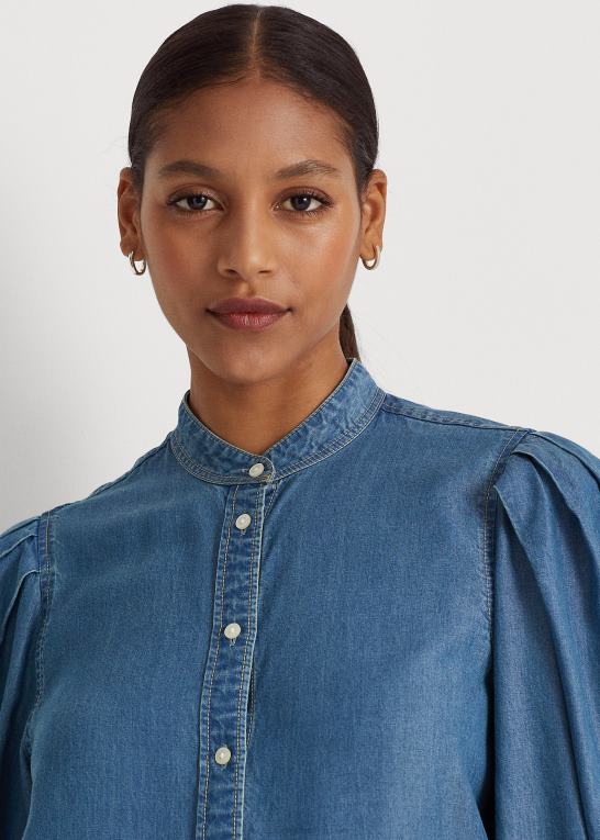 salt creek vask Kvinder Ralph Lauren chambray skjorte med blousonærmer Z426B4026