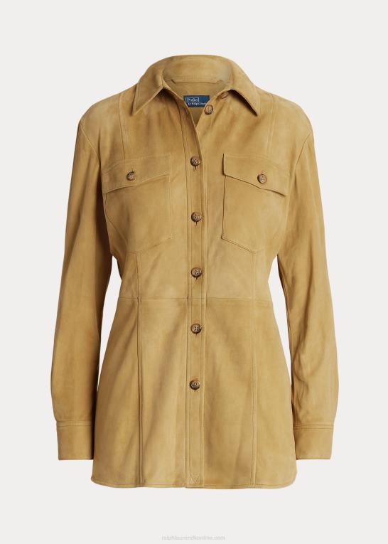 sand Kvinder Ralph Lauren overskudsskjorte i lammeskindsruskind Z426B3164
