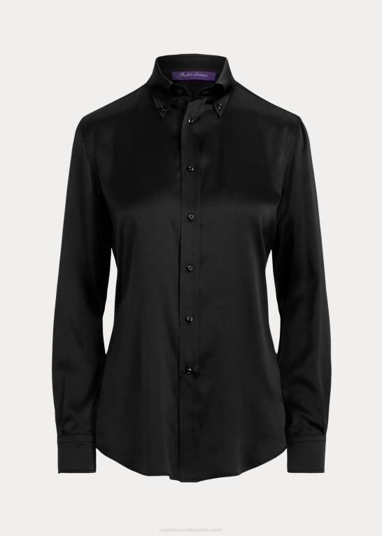 sort Kvinder Ralph Lauren cameron stretch mulberry silkeskjorte Z426B9333