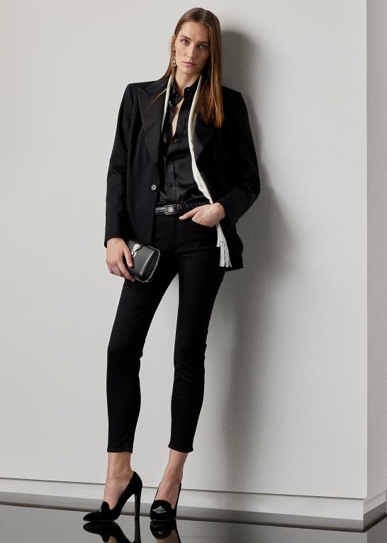 sort Kvinder Ralph Lauren cameron stretch mulberry silkeskjorte Z426B9333