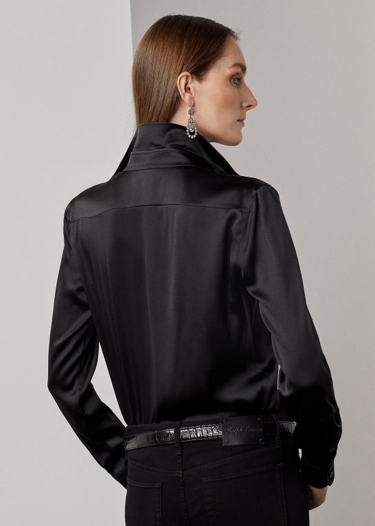 sort Kvinder Ralph Lauren cameron stretch mulberry silkeskjorte Z426B9333