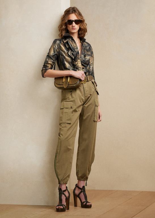 sort/bronze Kvinder Ralph Lauren keara metallic skjorte med flæser Z426B9286