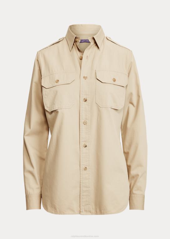 tan Kvinder Ralph Lauren brugsskjorte i bomuldstwill Z426B9335