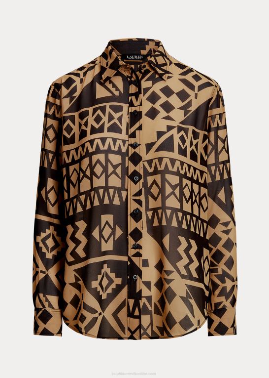 tan/sort Kvinder Ralph Lauren geo-print georgette skjorte Z426B4882
