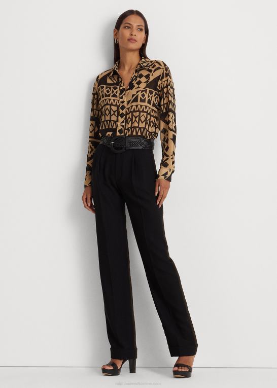 tan/sort Kvinder Ralph Lauren geo-print georgette skjorte Z426B4882