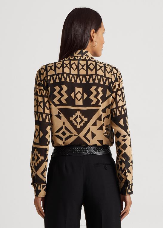 tan/sort Kvinder Ralph Lauren geo-print georgette skjorte Z426B4882
