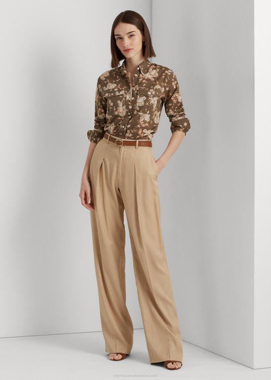 taupe/creme/pink Kvinder Ralph Lauren blomstret voileskjorte i bomuld Z426B4306