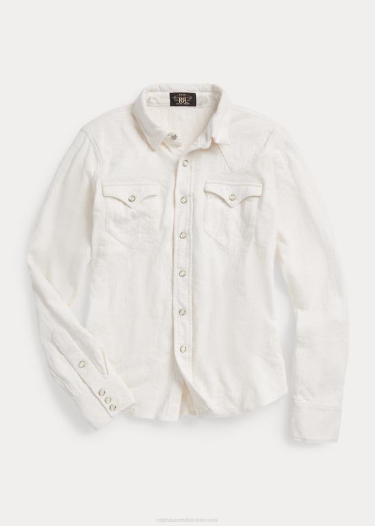 tonal creme Kvinder Ralph Lauren jacquardstrikket westernskjorte Z426B3613