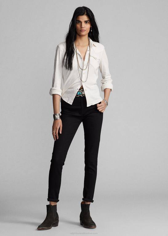 tonal creme Kvinder Ralph Lauren jacquardstrikket westernskjorte Z426B3613