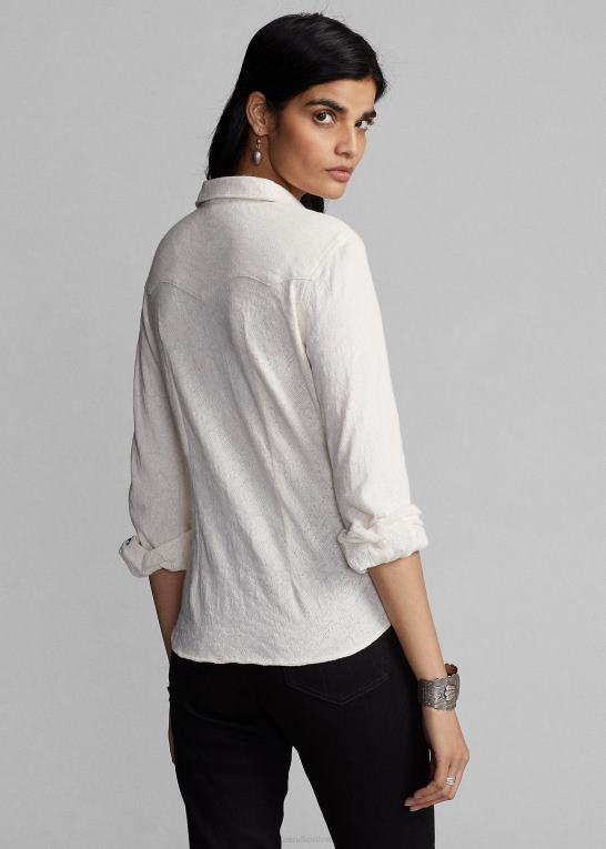 tonal creme Kvinder Ralph Lauren jacquardstrikket westernskjorte Z426B3613